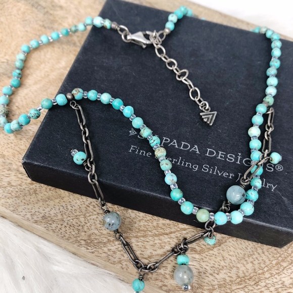 Silpada Sterling 2 Tiered Kyanite Howlite Necklace - Picture 4 of 5